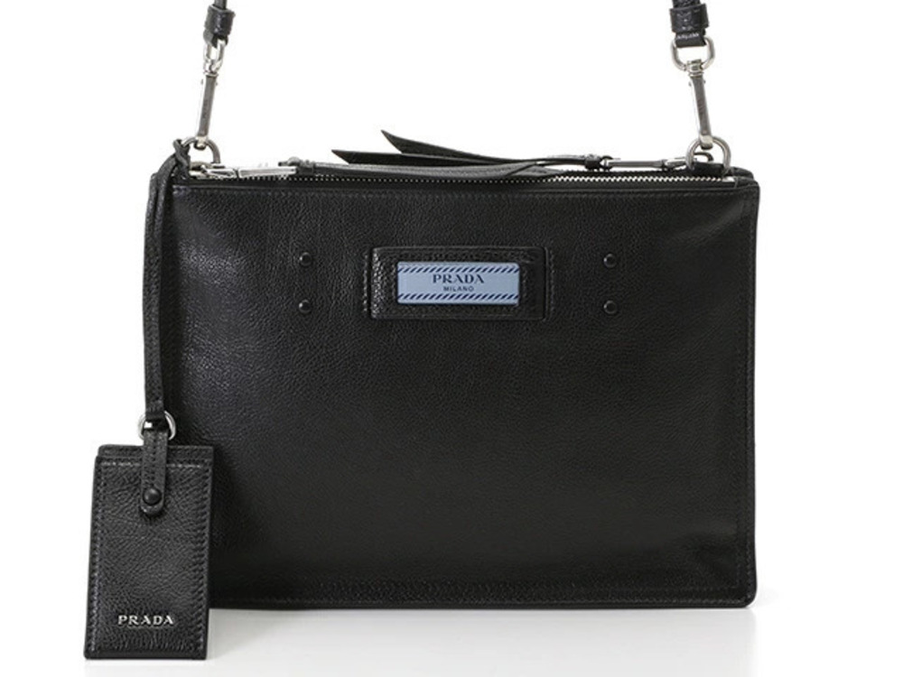 Prada Etiquette Crossbody Bag NERO Black GLACE CALF Calfskin